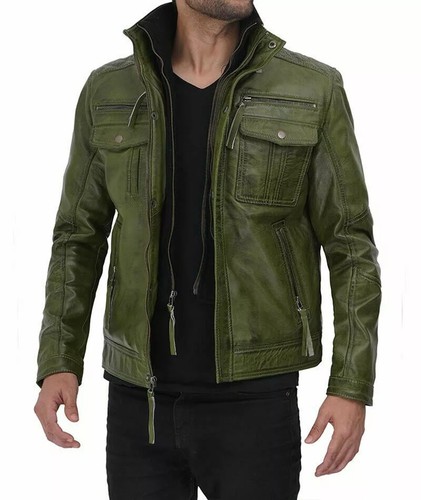 Giacca biker vintage verde
